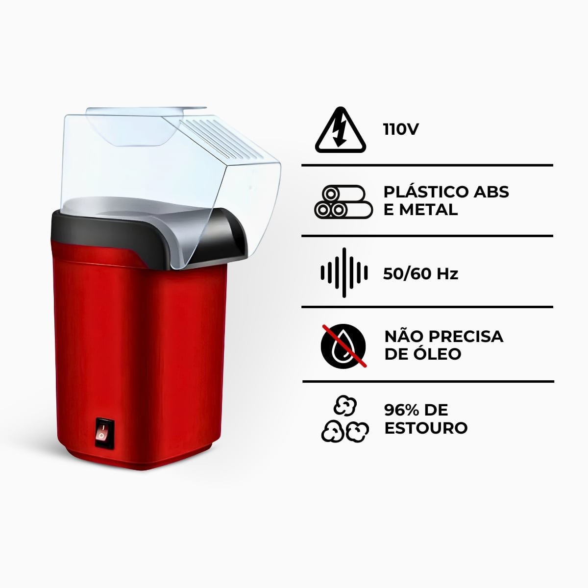 Máquina de Pipoca Elétrica Doméstica 110v - 8