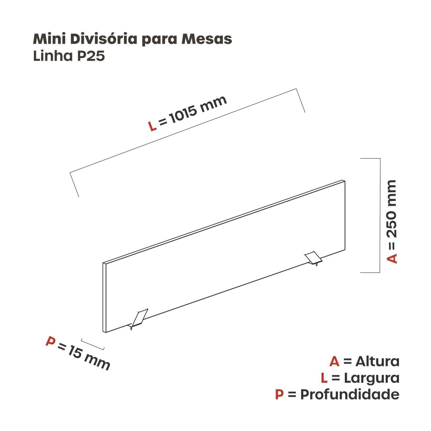 Mini Divisoria para Mesas de Escritório 101cm - 3