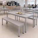 Ver imagem 6 de Mesa Cozinha e Refeitório 180cm x 90cm Pés Metal com 2 Bancos F5 Office Cor:Cinza