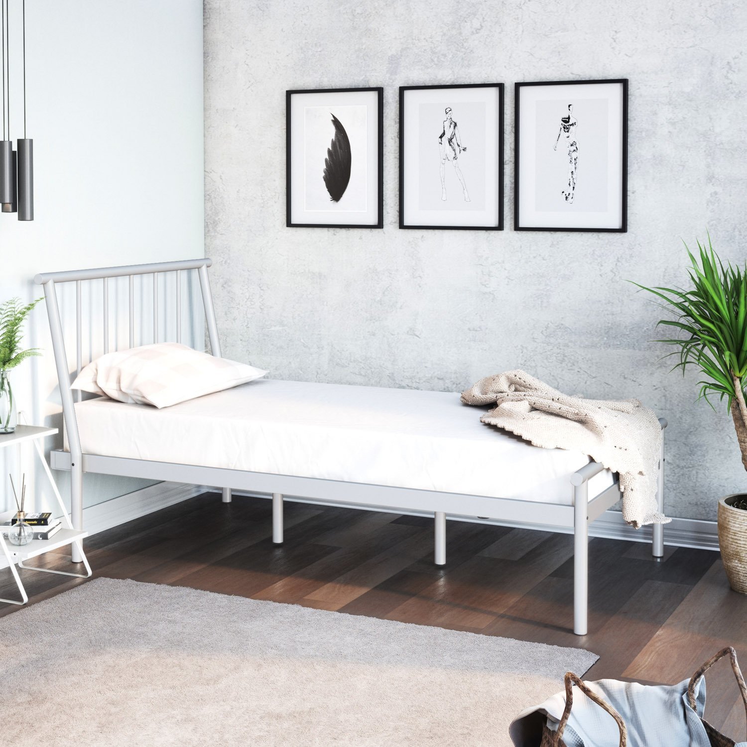 Cama Solteiro em Aço Begônia CabeCasa MadeiraMadeira - 1