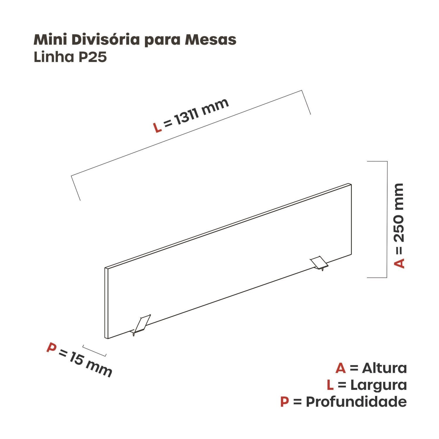 Mini Divisoria para Mesas de Escritório 131cm - 3