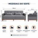 Ver imagem 3 de Sofá Cama Duo 3 Lugares 209cm Cinza Linho com USB Lojas Curitibanas