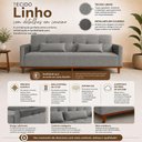 Ver imagem 7 de Sofá Cama Duo 3 Lugares 209cm Cinza Linho com USB Lojas Curitibanas