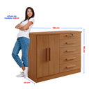 Ver imagem 3 de Cômoda com Sapateira e 5 Gavetas com Chave e Divisória Porta-Treco Tampo MDF Zeus Cinamomo
