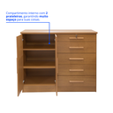 Ver imagem 4 de Cômoda com Sapateira e 5 Gavetas com Chave e Divisória Porta-Treco Tampo MDF Zeus Cinamomo