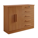 Ver imagem 2 de Cômoda com Sapateira e 5 Gavetas com Chave e Divisória Porta-Treco Tampo MDF Zeus Cinamomo
