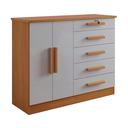 Ver imagem 2 de Cômoda com Sapateira e 5 Gavetas com Chave e Divisória Porta-Treco Tampo MDF Zeus Cinamomo Off White