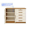 Ver imagem 7 de Cômoda com Sapateira e 5 Gavetas com Chave e Divisória Porta-Treco Tampo MDF Zeus Cinamomo Off White