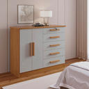 Ver imagem 1 de Cômoda com Sapateira e 5 Gavetas com Chave e Divisória Porta-Treco Tampo MDF Zeus Cinamomo Off White