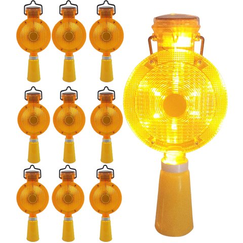 Sinalizador Viario Solar Cone Kit 10 Uni Sinalizaçao Segurança Luz Led Iluminaçao Evita Acidente Rod