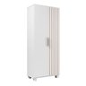 Multiuso Sapateira Paris com Prateleiras de Mdf e Pés de Madeira Branco com Designer Ripado - 4
