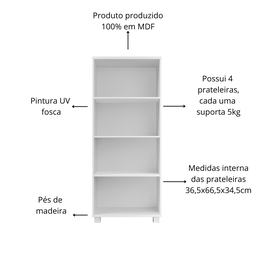 Sapateira Multiuso com Prateleira Paris Mdf Pé de Madeira com 2 Portas Estilo Classico:branco - 5