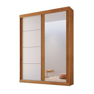 Modulado 2 portas correr 1 espelho 2 gavetas 1,61m - Luna-Nature/Off - Bianchi Móveis