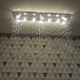 Lustre de Cristal Para sala de Jantar/Estar com 70cm de Altura Base de Inox 1MX20CM - 4