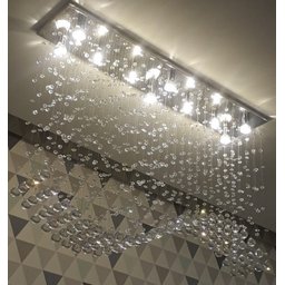 Lustre de Cristal Para sala de Jantar/Estar com 70cm de Altura Base de Inox 1MX20CM - 2