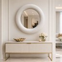 Ver imagem 1 de Espelho Decorativo Madrid Veludo 90cm Redondo Off White