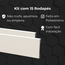 Ver imagem 5 de Kit 15 Barras Rodapé de Poliestireno 7cm Altura Barra 2m