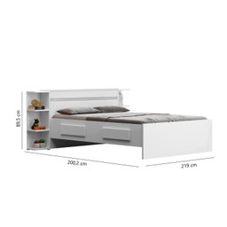 Cama Casal com Baú 4 Gavetas 6 Prateleiras Jade Yescasa - 3