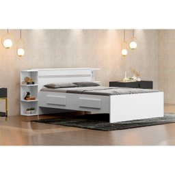 Cama Casal com Baú 4 Gavetas 6 Prateleiras Jade Yescasa - 1