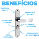 Ver imagem 5 de Fechadura para Porta Externa Perfil Aredondado Aço Inox Polido Cromado + Dobradiças Aço Zincado 3.1/