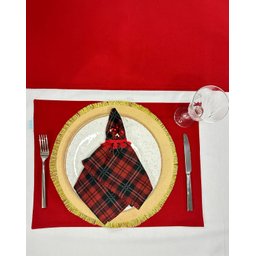 Kit 2 Guardanapos Xadrez Vermelho e Preto Natalino 100% Algodão - 45x45cm - 2