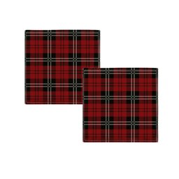 Kit 2 Guardanapos Xadrez Vermelho e Preto Natalino 100% Algodão - 45x45cm - 1