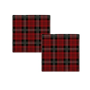 Kit 2 Guardanapos Xadrez Vermelho e Preto Natalino 100% Algodão - 45x45cm