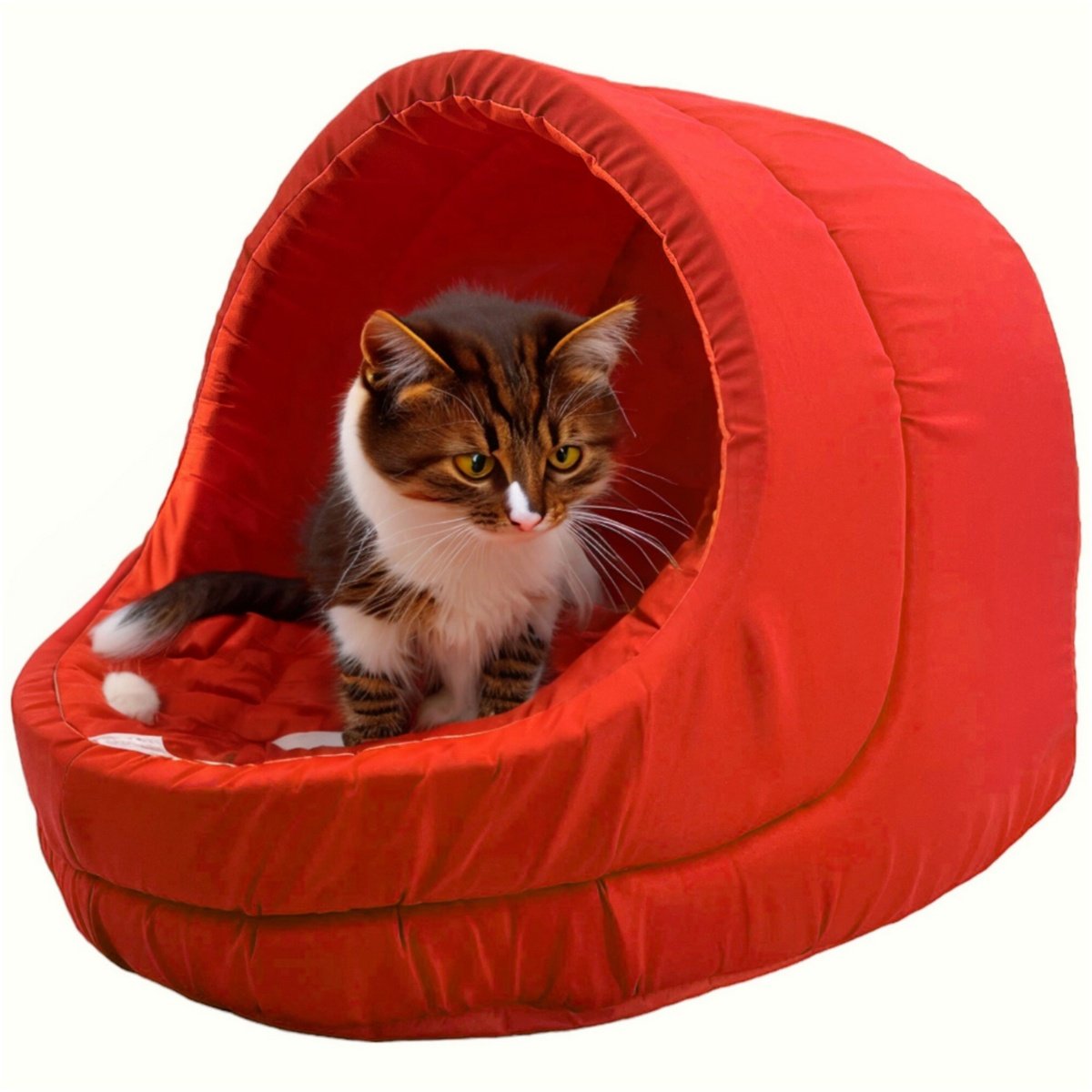 Cama Pet Iglu Raça Médio para Cachorro e Gato com Almofada - Vermelho