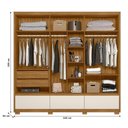 Ver mais imagens de Guarda Roupa Casal 6 Portas com Espelho 3 Gavetas Freijó / Off White Amazonas - Moval