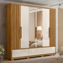 Ver imagem 1 de Guarda Roupa Casal 6 Portas com Espelho 3 Gavetas Freijó / Off White Amazonas - Moval