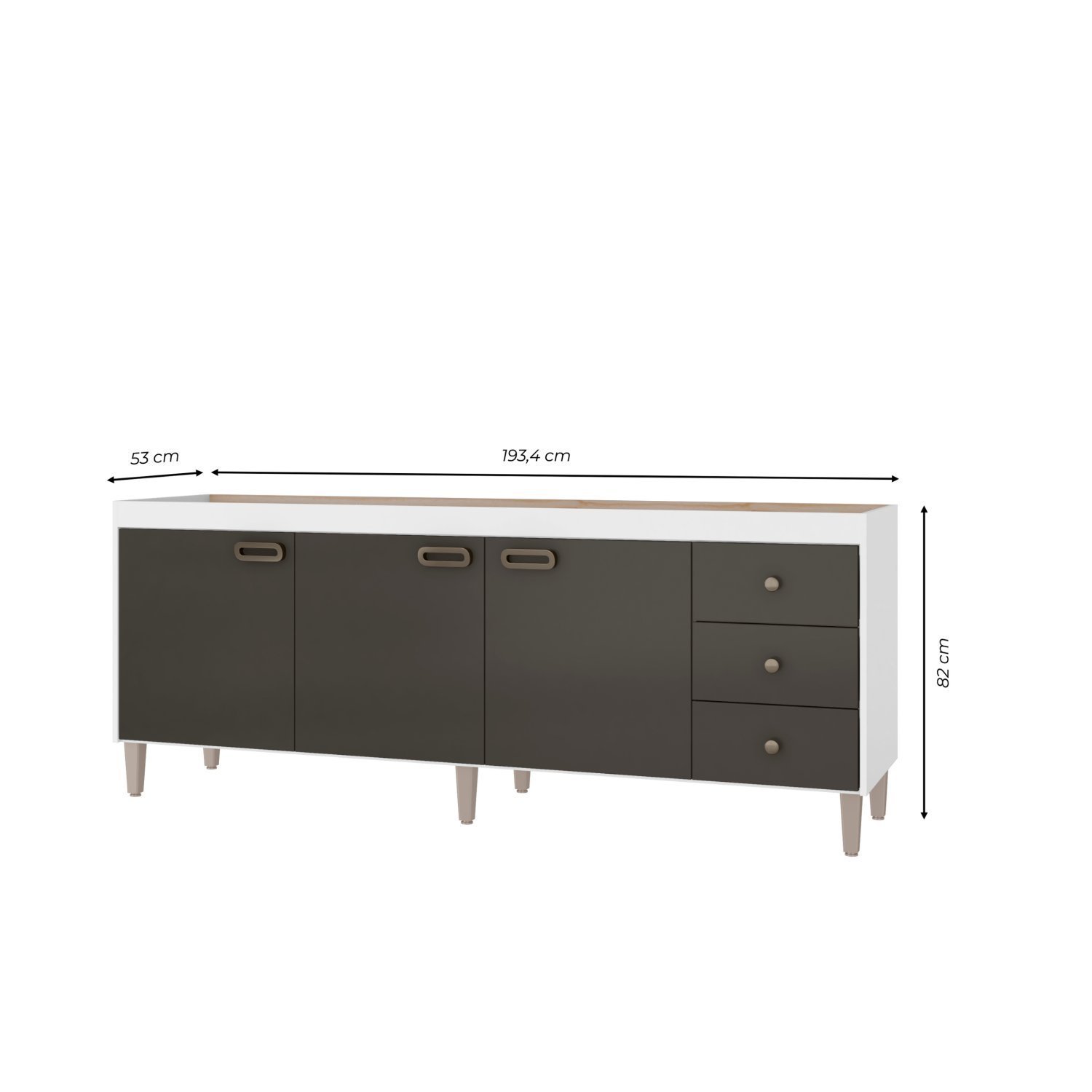 Gabinete para Pia 200cm 3 Portas 3 Gavetas Bréscia - 4