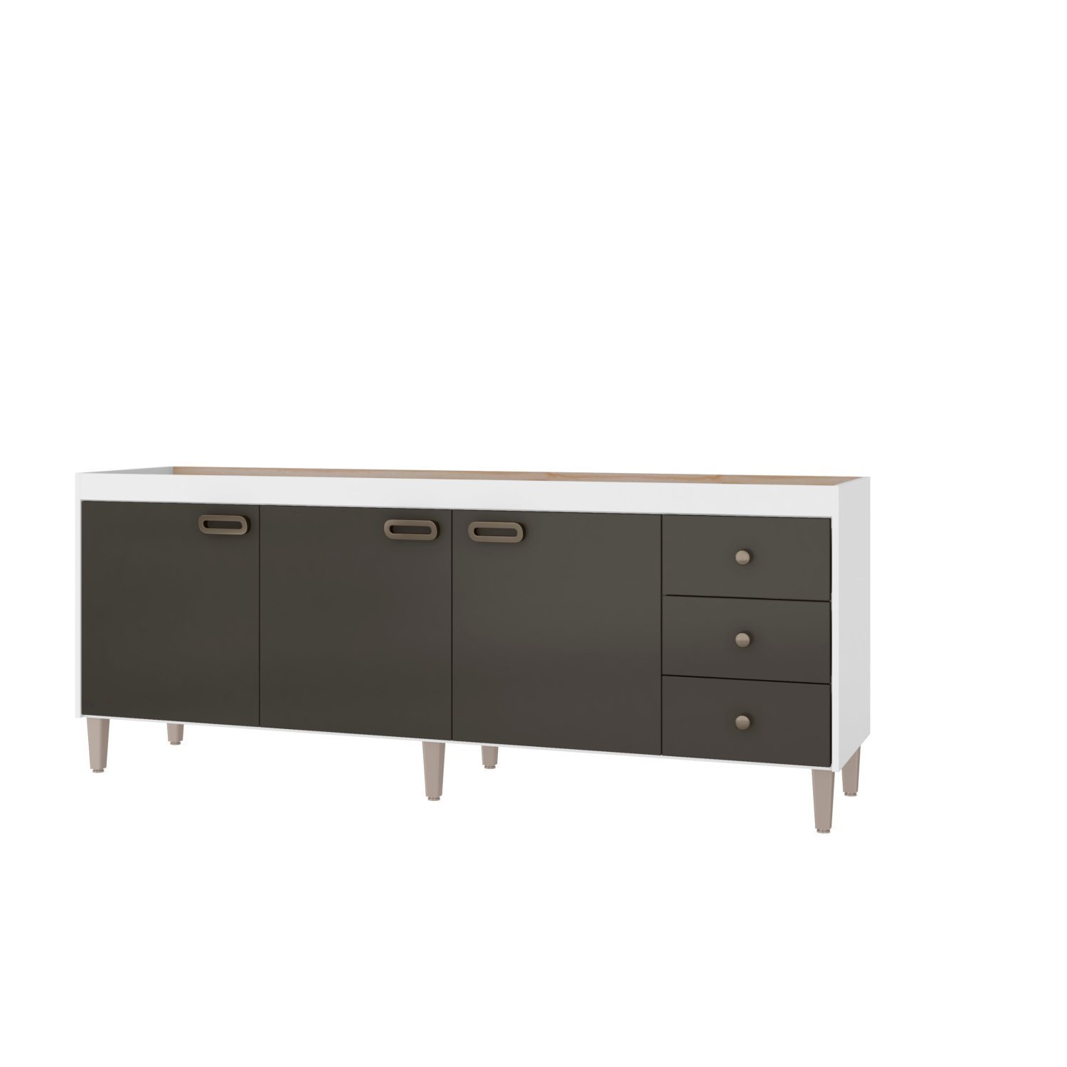Gabinete para Pia 200cm 3 Portas 3 Gavetas Bréscia - 3