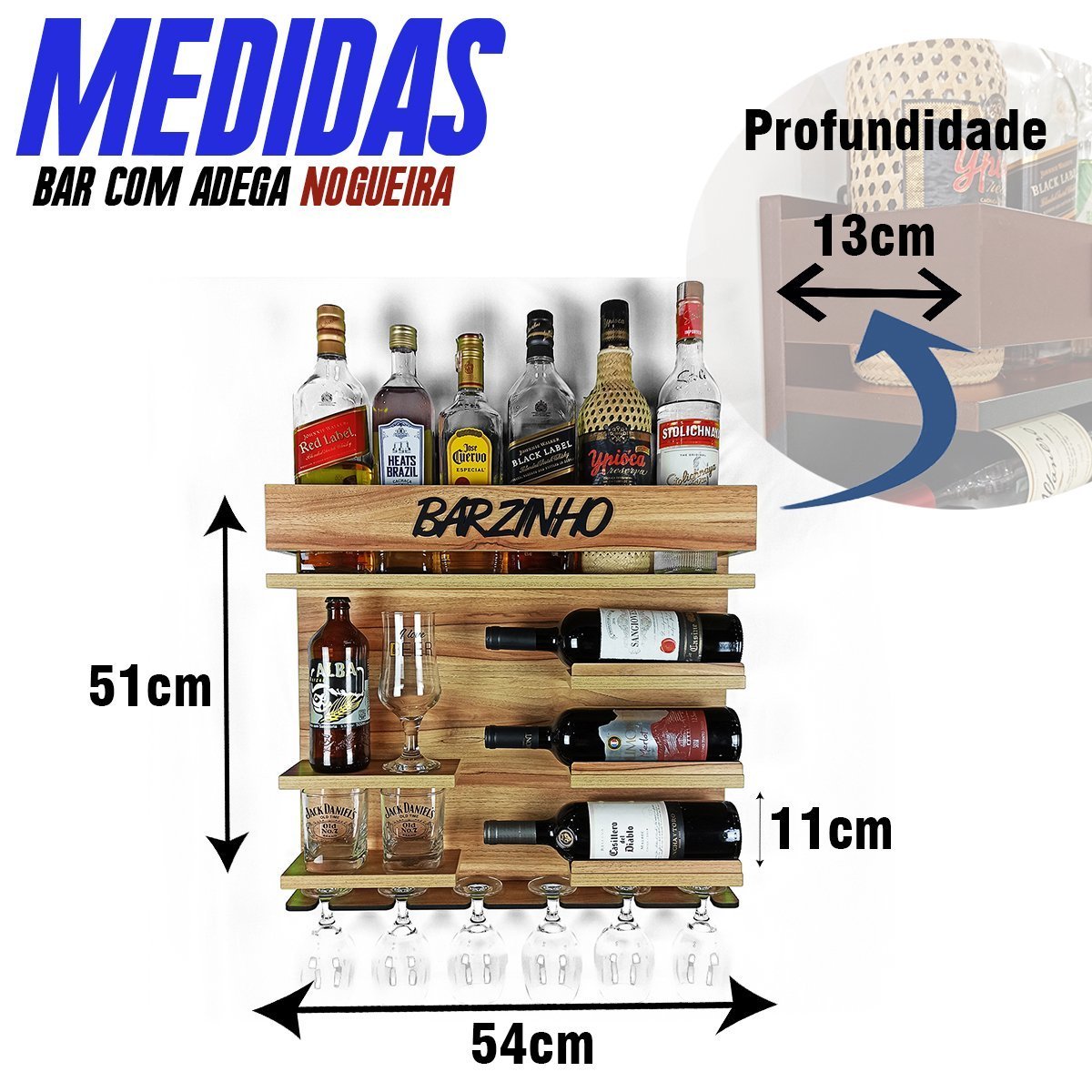 Adega de Parede para Vinhos Bebidas Gin Copos - Barzinho Ng - 5