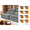 Sofá Retrátil Reclinável Supremo 3,00m Suede Velut Cinza Molas no Assento - King House - 3