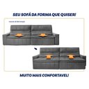 Ver imagem 5 de Sofá Retrátil Reclinável Supremo 3,00m Suede Velut Cinza Molas no Assento - King House