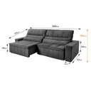 Ver imagem 2 de Sofá Retrátil Reclinável Supremo 3,00m Suede Velut Cinza Molas no Assento - King House