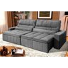 Sofá Retrátil Reclinável Supremo 3,00m Suede Velut Cinza Molas no Assento - King House - 1