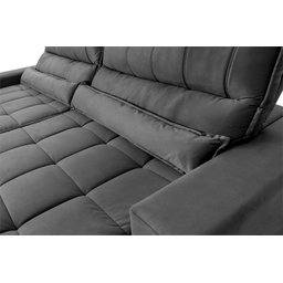 Sofá Retrátil Reclinável Supremo 3,00m Suede Velut Cinza Molas no Assento - King House - 6