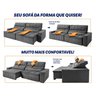 Sofá Retrátil Reclinável Supremo 3,00m Suede Velut Cinza Molas no Assento - King House - 4