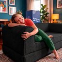 Ver mais imagens de Sofá Cama Cotton 1,50m Xpand Tech Tecido Velourê Preto Cama Inbox