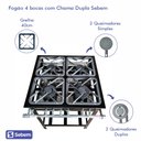 Ver imagem 2 de Fogão Industrial Profissional 4 Bocas Queimadores Duplos Ferro Fundido Sebem