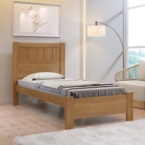 Cama Solteiro Premium Plus 100% MDF Marrom/Cinamomo