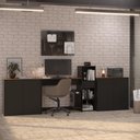 Ver imagem 1 de Conjunto de Escritório 4 Peças Noruega Office Mesa Livreiro e 2 Aparadores Buffet - Via Nossa -