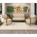 Ver imagem 2 de Kit Namoradeira 135cm e 2 Poltronas Decorativas Capitonê Lapa M22 Pu Bege - Mpozenato