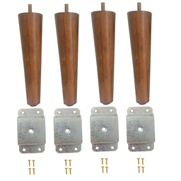 Kit 4 Pé Palito 20cm Amêndoa Marrom Claro + Chapa Suporte Reta + Parafuso - 1