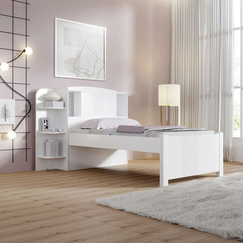 Cama Solteiro Milênio com Baú 100% MDF Espresso Móveis Branco