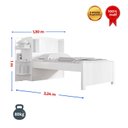 Ver imagem 3 de Cama Solteiro Milênio com Baú 100% MDF Espresso Móveis Branco