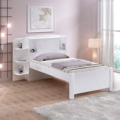 Cama Solteiro Milênio com Baú 100% MDF Espresso Móveis Branco
