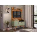 Ver imagem 1 de Rack + Painel Si 0.90m Estilo Retrô para Tv até 32'' Polegadas Cor Alecrim / Cinamomo