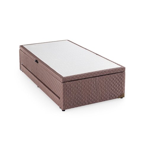 Base Box Baú Solteiro com Colchão Auxiliar 88x188x48cm Detroit Bege/Cobalt Herval